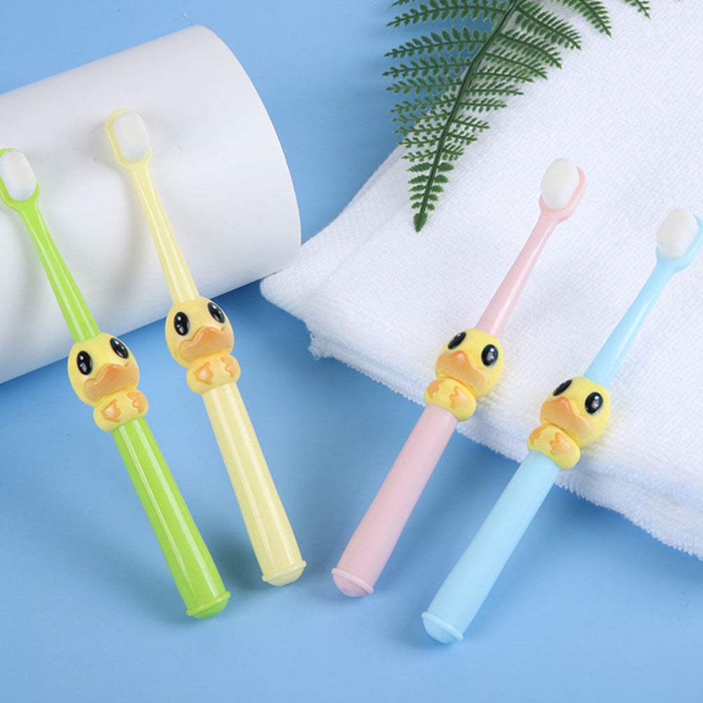 TOYANDONA 4-Pack Ultra Soft Toothbrushes with 10,000 Micro Nano Bristles - Gentle for Sensitive Gums, Cartoon Duck Design for Kids & Adults - Perfect for Travel, Home & Daily Oral Care