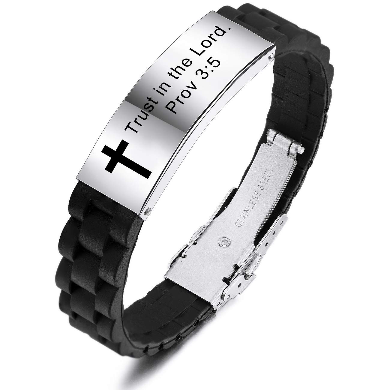 Inspirational Christian Bible Verse Silicone Cross Bracelet - Adjustable Rubber Wristband with Stainless Steel Charm for Men & Women - Faith-Based Religious Gift (2 Colors) - Perfect for Church, Bible Study & Daily Encouragement