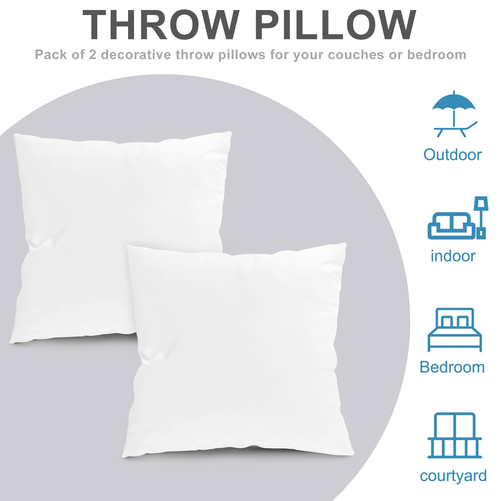 Fixwal 24x24 Inch Pillow Inserts Set of 2 - Premium Decorative Cushion Covers for Sofa, Bed & Home Decor | Perfect for Living Room, Bedroom & Cozy Spaces