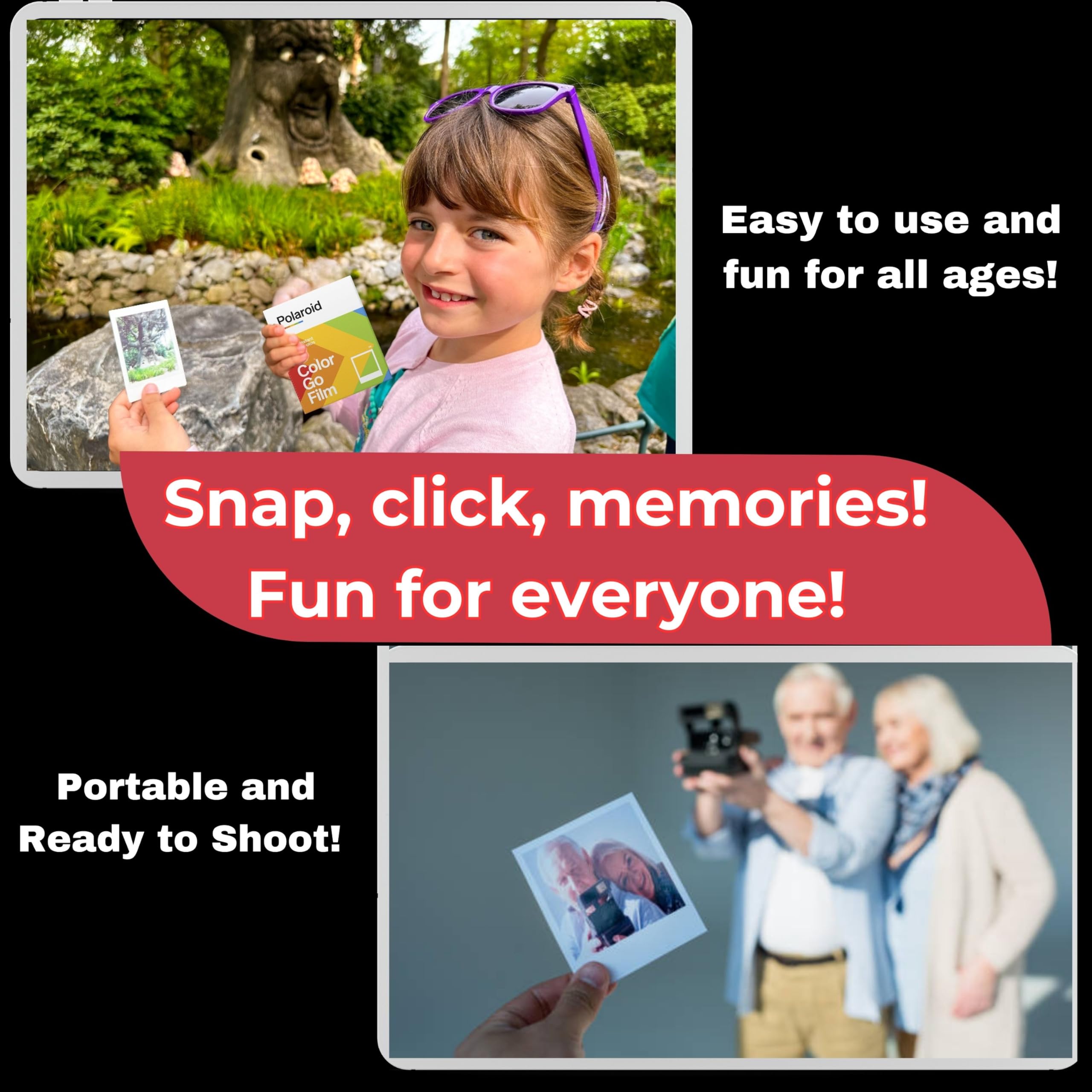 Polaroid Go Instant Camera Bundle with 32 Color Film Shots & Clikoze Tips Card - Perfect for Travel, Parties, and DIY Photo Albums
