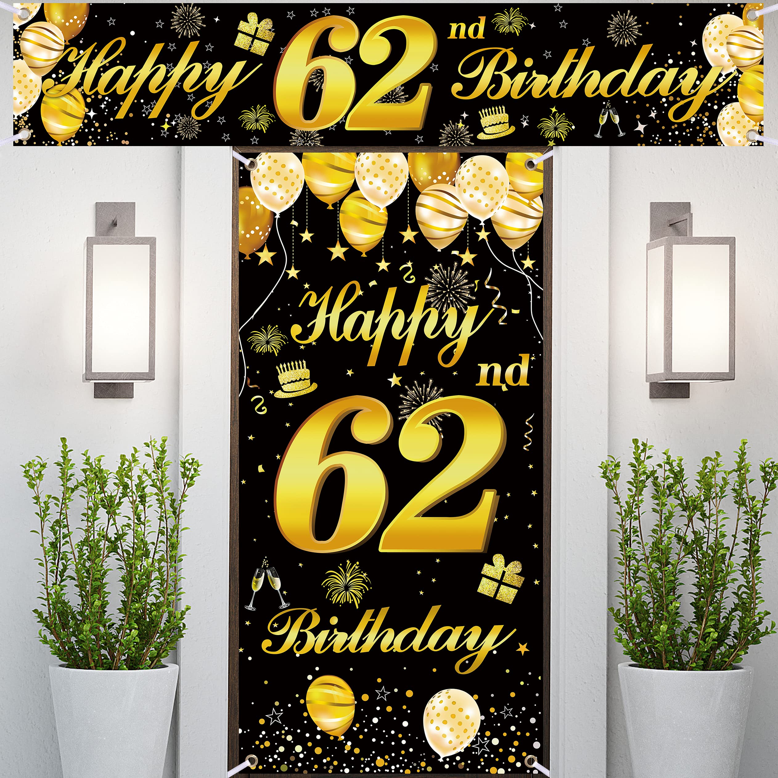 62nd Happy Birthday Banner - Decorations for Men's Birthday Party, Backdrop & Wall Decor | Perfect for Indoor & Outdoor Celebrations, Photo Booths, and Themed Events