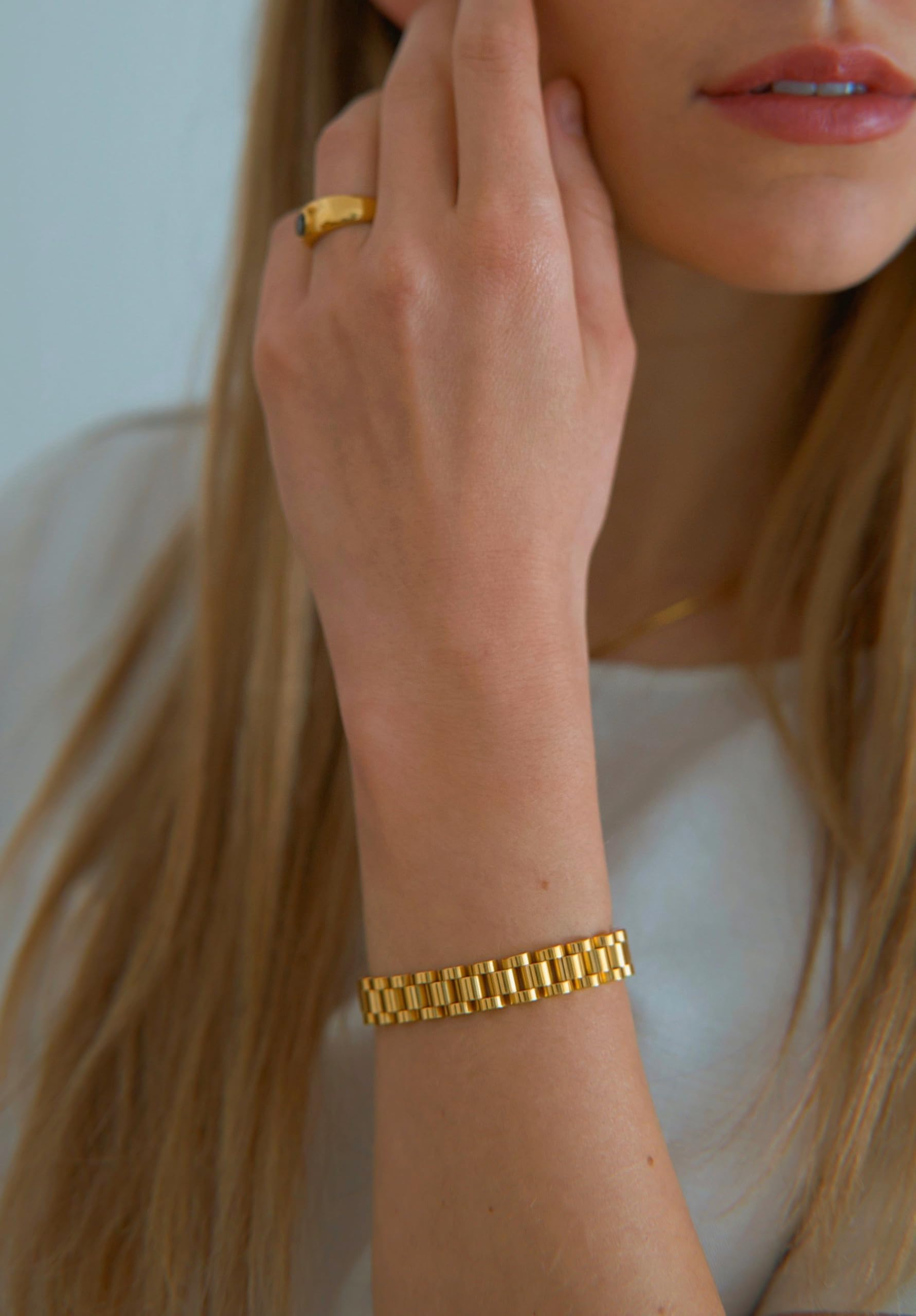 Yowivon Adjustable Gold Bangles for Women - Open Cuff Bracelet Set, Minimalist Chunky Statement Jewelry | Perfect for Parties, Weddings & Everyday Fashion Accessories | Great Gift Idea for Her