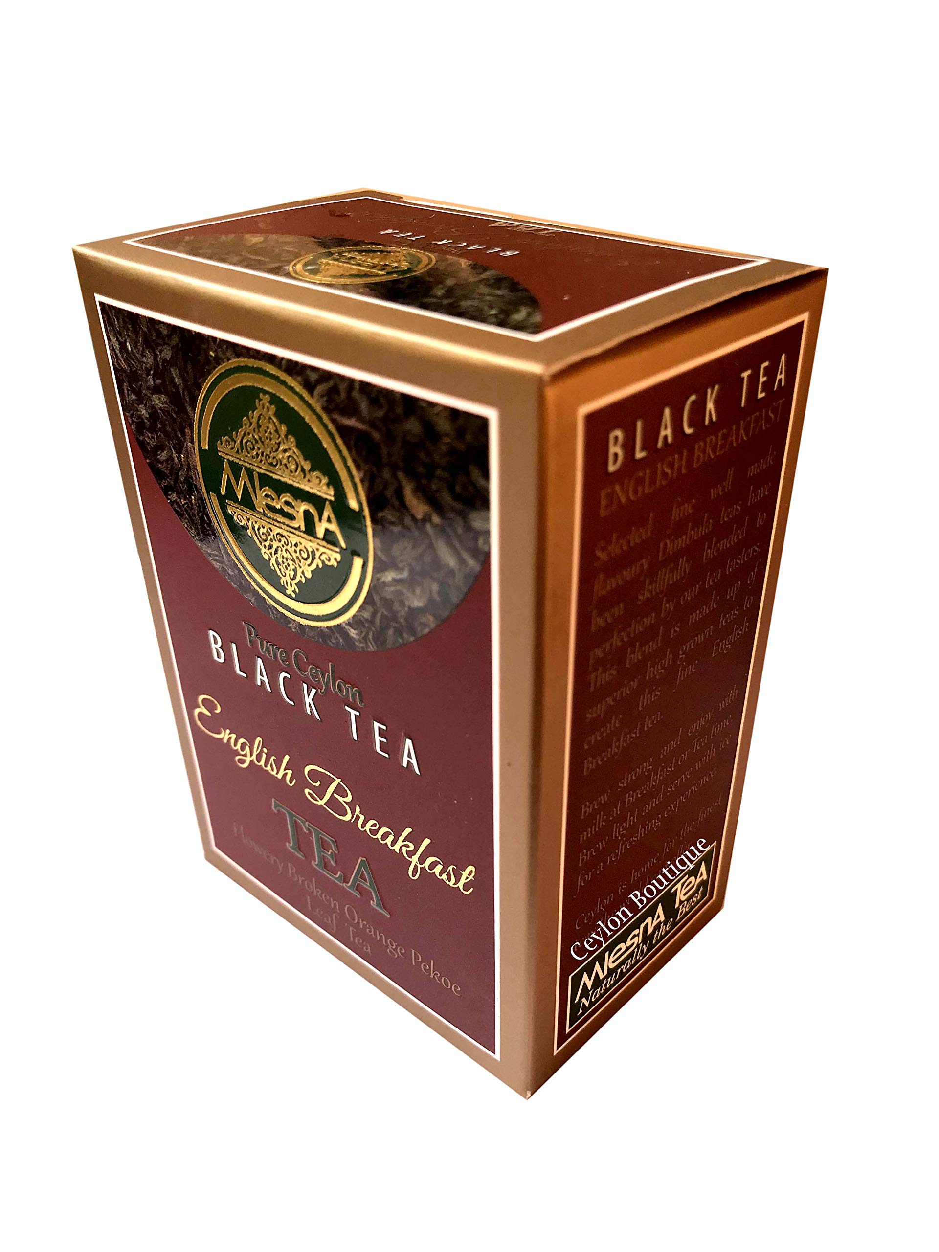 Premium Mlesna Pure Ceylon English Breakfast Tea - 100g (3.5oz) Loose Leaf Black Tea | Flowery Broken Orange Pekoe (FBOP) | Perfect for Morning Boost, Afternoon Relaxation & Tea Parties