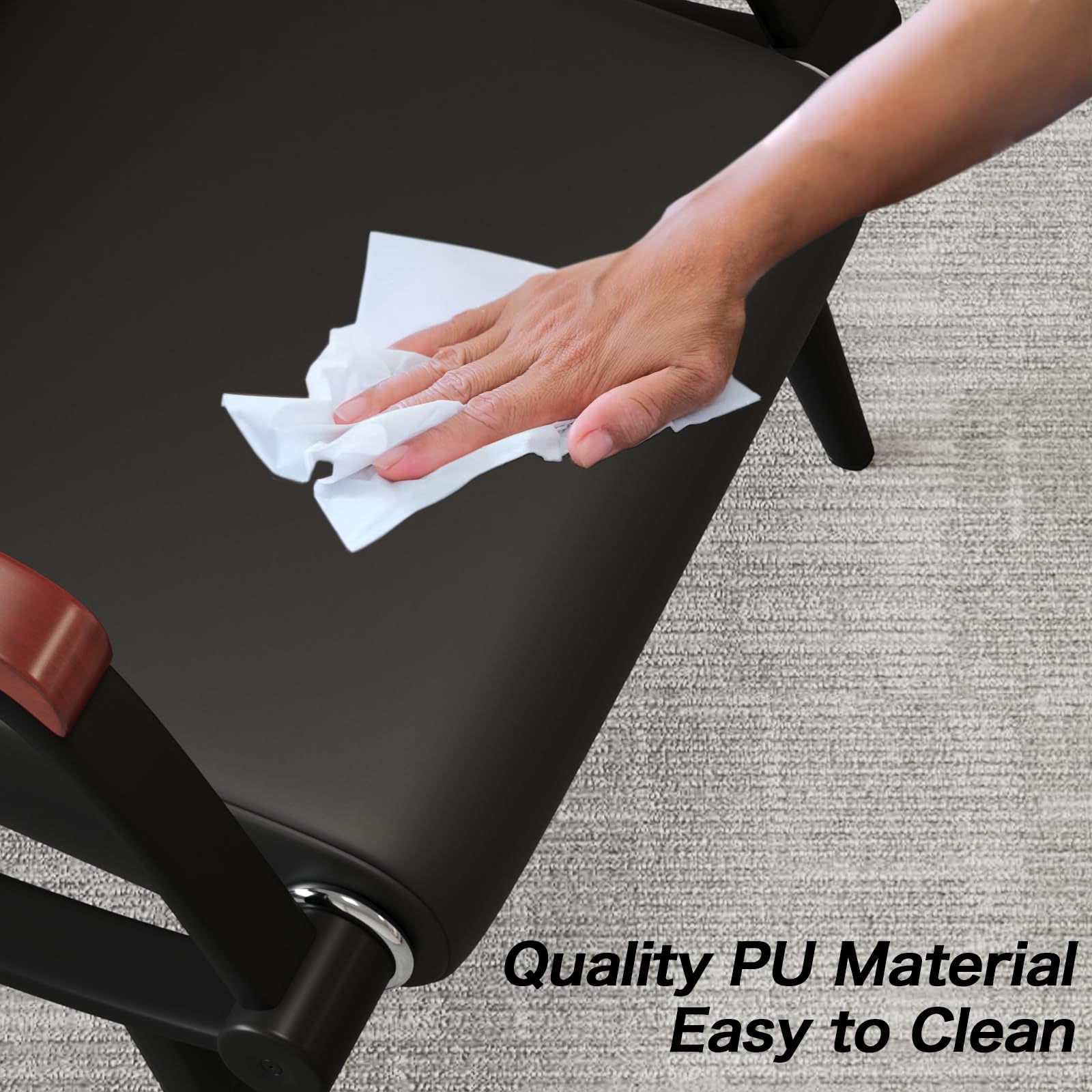 Premium Waiting Room Chairs Set of 2 - Ergonomic Office Reception Chairs with Arms, Durable Leather Guest Seating for Clinic, Airport, Hospital | Perfect for Lobby, Waiting Area, Conference Room & Professional Spaces (Black, 2 Pieces)