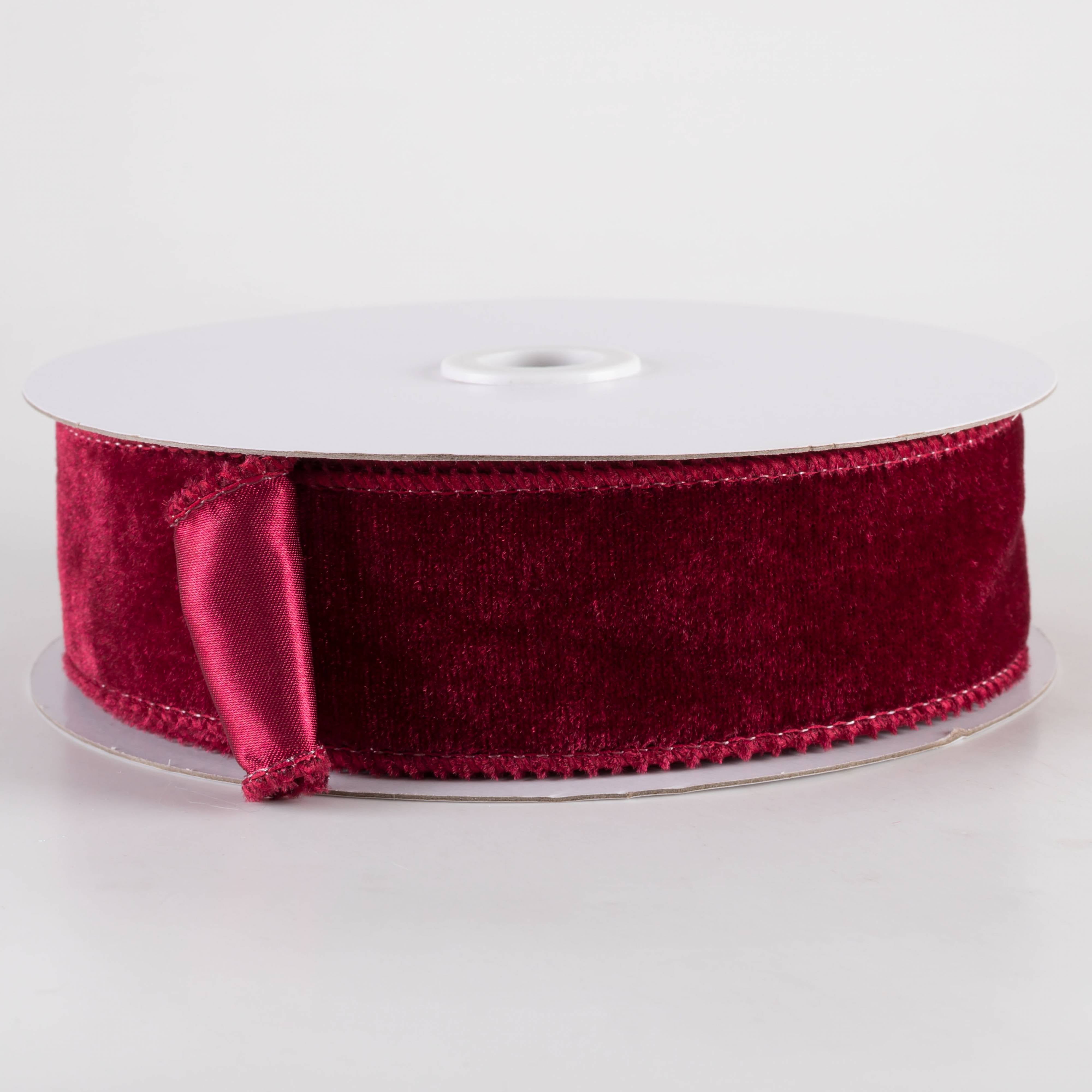 1.5 Inch Deluxe Velvet Satin Backing Ribbon - Burgundy Red (10 Yards) for Gift Wrapping, Wedding Decorations & DIY Crafts