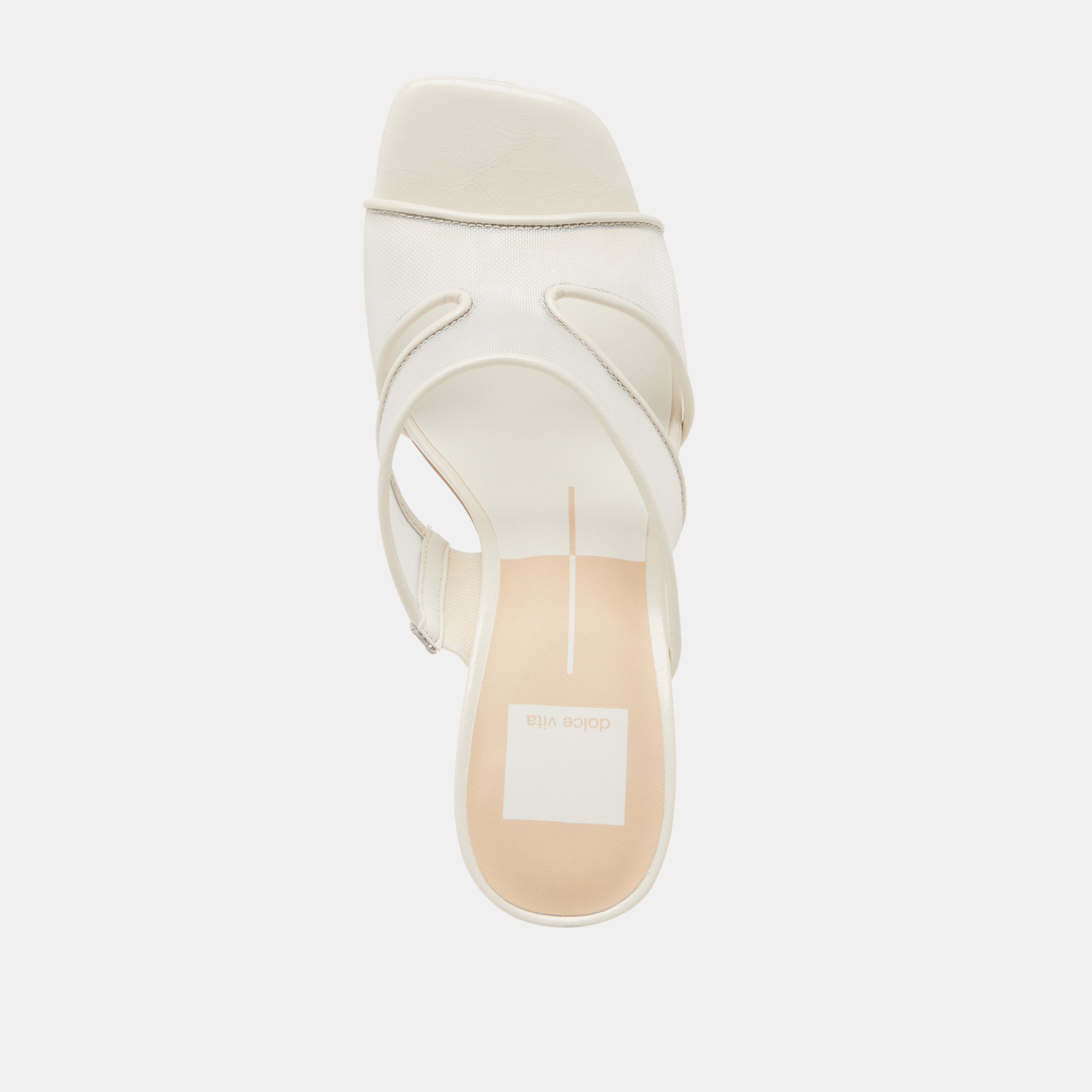 GITEL Women's Wide Heel Sandals - Off White Mesh Summer Shoes for Casual Outings & Beach Wear