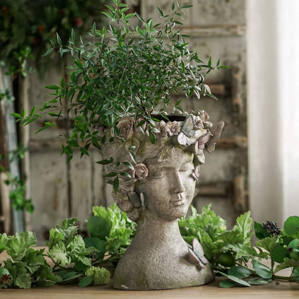 Butterfly Fairy Face Resin Flower Pot - Indoor Outdoor Garden Planter for Plants, Flowers & Succulents - Perfect for Home Decor, Patio & Garden Decorations