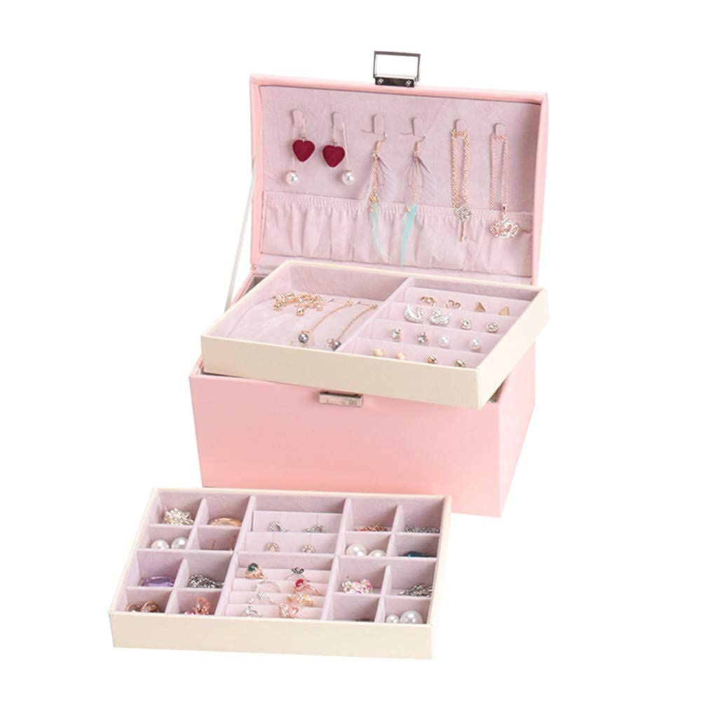 Erddcbb Jewelry Box - Travel Jewelry Organizer Case for Necklaces, Rings, Bracelets & Watches | Compact Storage Solution | Perfect Gift for Women | Great for Travel, Home & Office Use