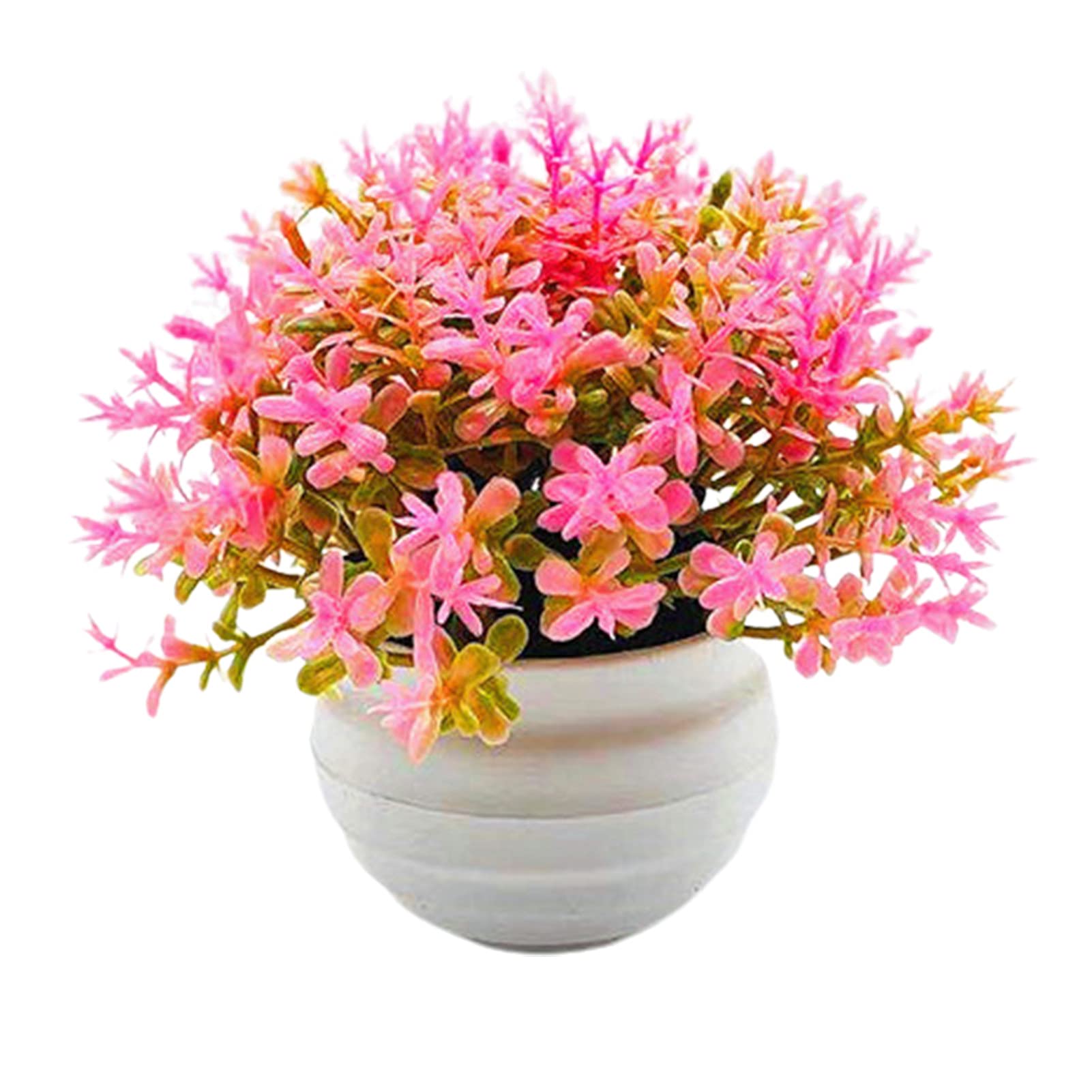 Artificial Plants Pot Set - Pink Plastic Desktop Fake Grass Plants for Home & Office Decor, Outdoor Photo Props | Perfect for Living Room, Desk, Wedding & Party Decorations