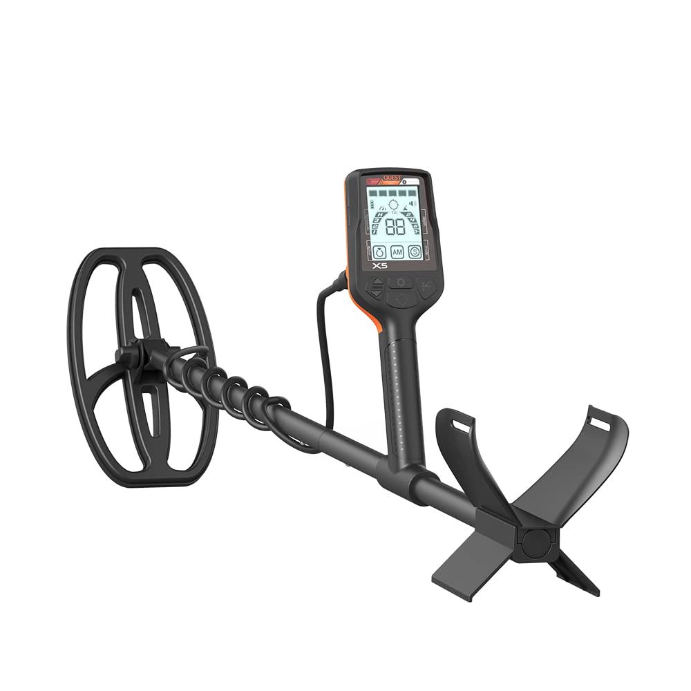 **Quest X5 Metal Detector with Blade TurboD Double D Waterproof Coil – 970g Super Lightweight, Weatherproof Control Box, Large Target ID, USB Rechargeable, Flashlight – Perfect for Beach Hunting, Treasure Hunting & Outdoor Adventures**