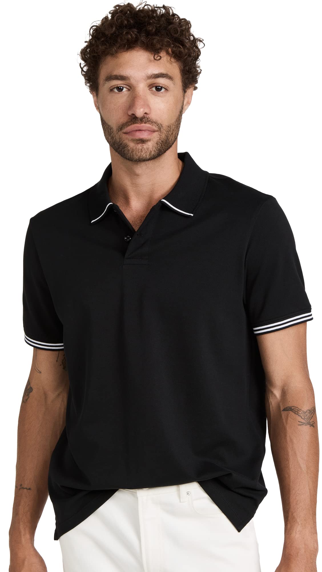 Club Monaco Men's Tipped Collar Polo Shirt - Classic Slim Fit Cotton Knit Top for Casual & Business Wear | Perfect for Office, Golf & Weekend Outings