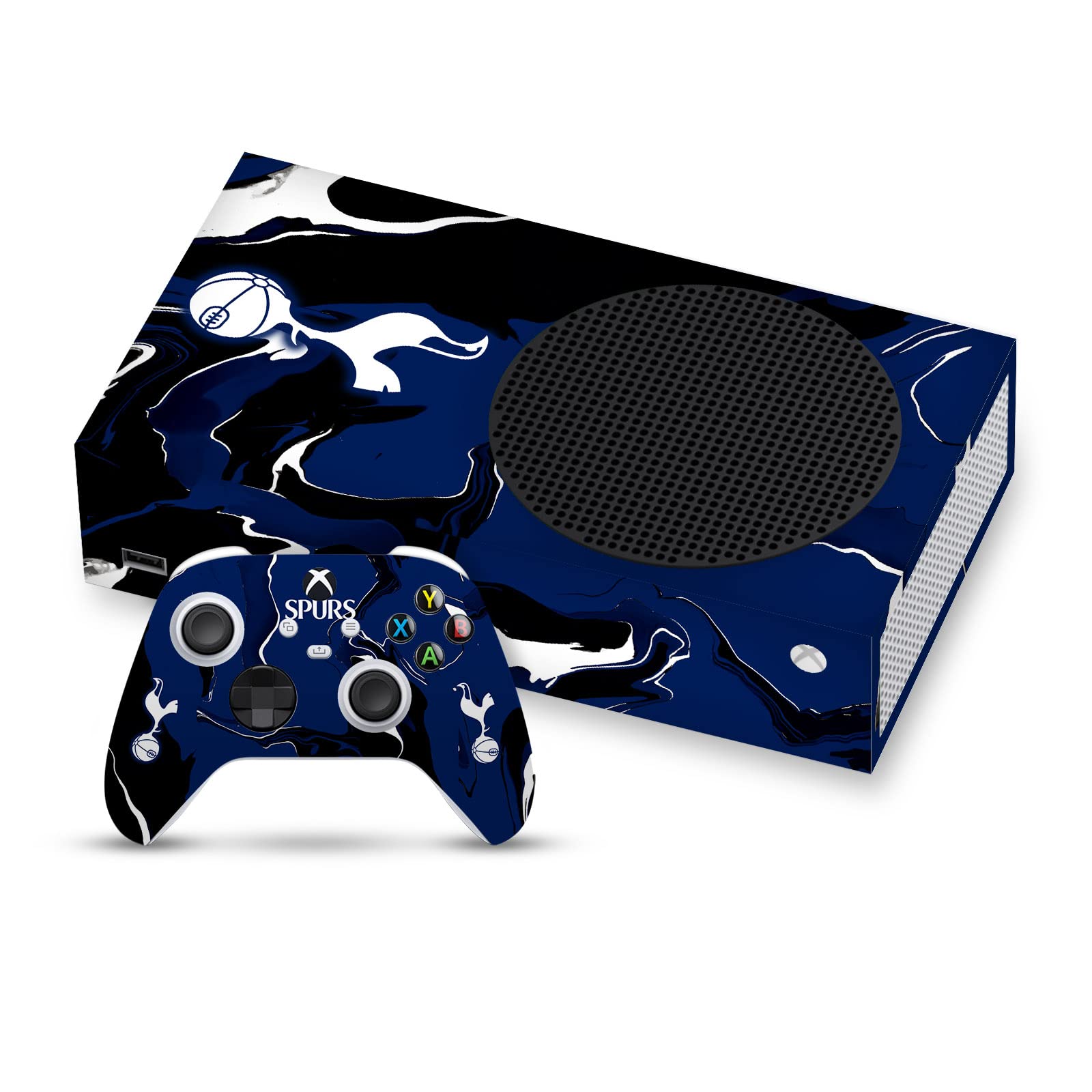Official Tottenham Hotspur F.C. Logo Marble Art Vinyl Sticker Skin Compatible with Xbox Series S Console & Controller - Gaming Accessories for Fans, Custom Decal for Xbox Gaming Setup