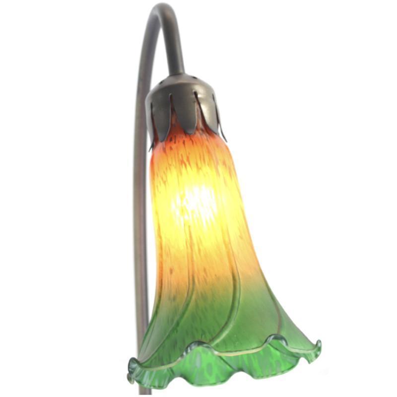 Elegant Green Single Lily Glass Table Lamp - Modern Home & Office Decor for Bedroom, Living Room, Study