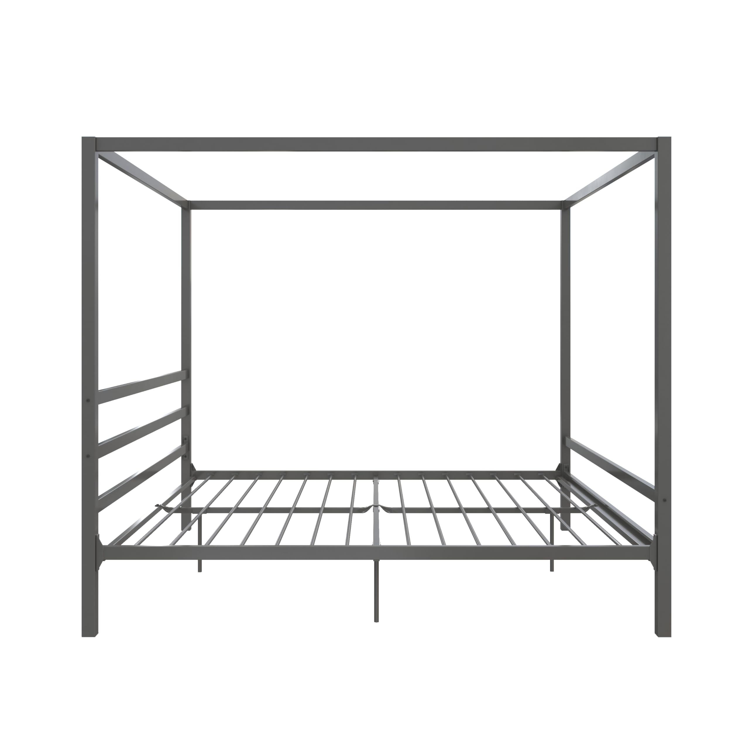 DHP King Metal Canopy Bed Frame - Modern Platform Bed with Built-In Headboard, Sturdy Steel Frame, No Box Spring Needed in Gunmetal Gray - Perfect for Master Bedroom, Guest Room & Modern Home Decor