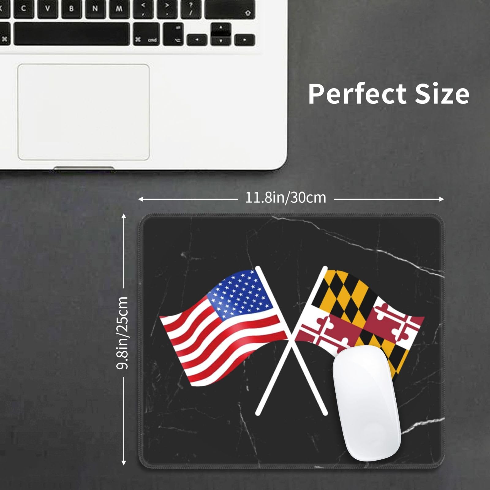 Premium American & Maryland Flag Mouse Pad - Non-Slip Textured Surface for Laptops, Computers & PC Gaming - 10x12 Inch Office & Home Workspace Accessory