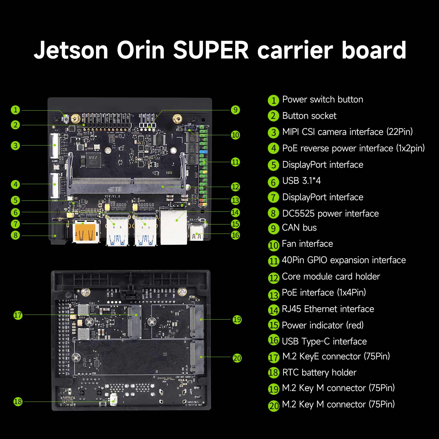 Yahboom Jetson Carrier Board for NVIDIA Jetson NANO & Orin NANO - Compatible with AI Robotics, Edge Computing, and Autonomous Vehicle Projects