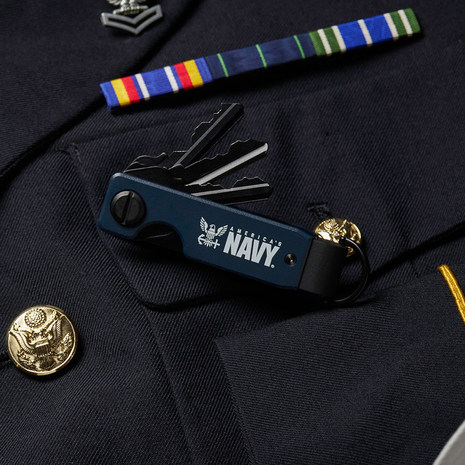 Ridge KeyCase - Premium RFID Blocking Key Holder for U.S. Navy Style | Secure Key Organizer for Military, Tactical & Everyday Carry (EDC) | Perfect for Home, Office & Travel Use