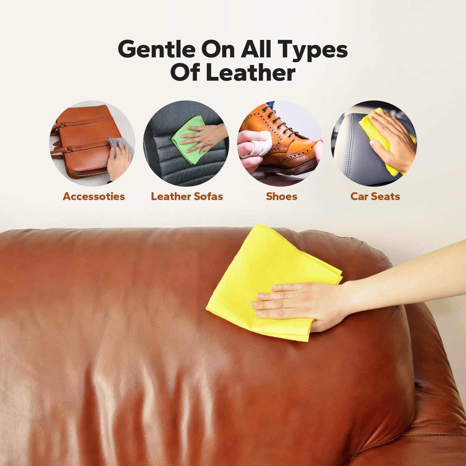 Premium Leather Cleaner & Conditioner (8.45 Fl Oz) - Restores & Protects Furniture, Car Seats, Couch & Auto Interiors | Leather Care Kit for Sofas, Jackets, Bags & More