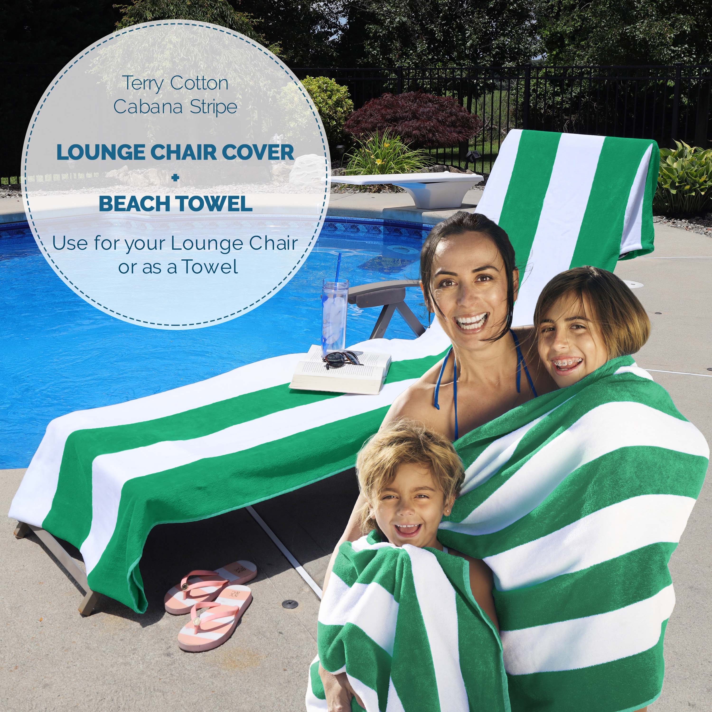 Premium Cotton Cabana Stripe Chaise Lounge Chair Cover - Standard Size, UV Resistant & Waterproof - Perfect for Poolside, Patio, and Outdoor Furniture Protection