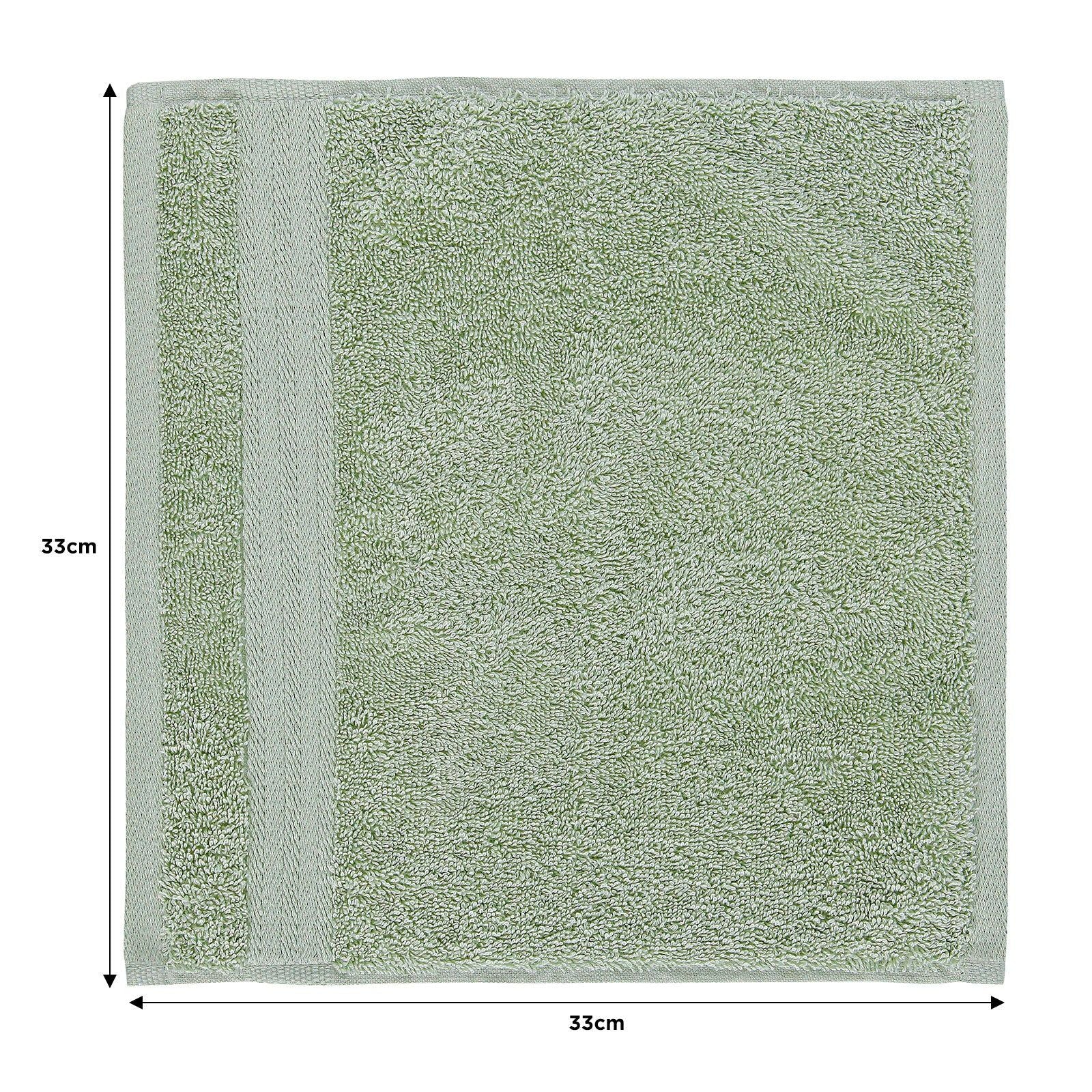 Linenland 4-Piece Cotton Bath Towel Set - Soft & Absorbent Sage Green Washcloths for Spa, Bathroom & Luxury Home Decor