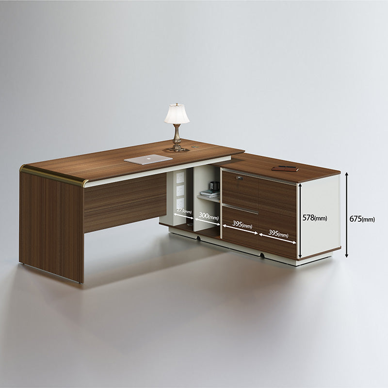 ANDERSON Executive Desk 2.0M - Reversible L-Shaped Office Desk in Hazelnut & Beige | Modern Home Office Furniture for Professionals & Remote Workers