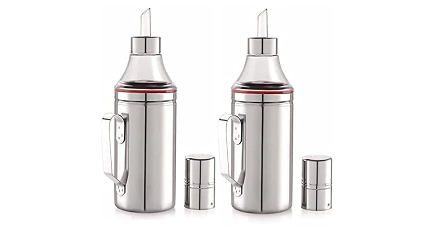 ATROCK 1000ml Stainless Steel Oil Dispenser Bottle with Handle - Leak-Proof Olive Oil & Cooking Oil Container - Durable Kitchen Oil Pourer for Salad Dressing, Frying & Baking (2-Pack)
