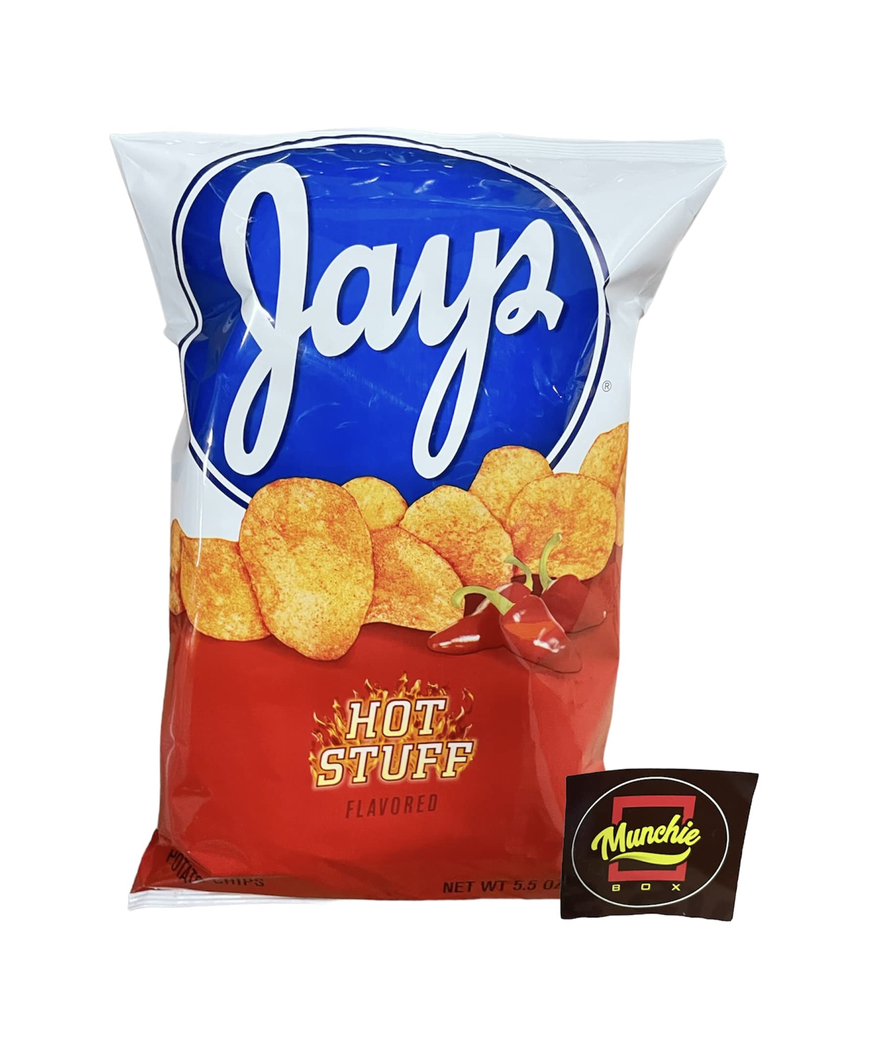Jay's Hot Stuff Potato Chips - Authentic Chicago Style Flavor (2 Pack, 5.5 Oz Bags) | Perfect for Snacking, Parties & Game Day