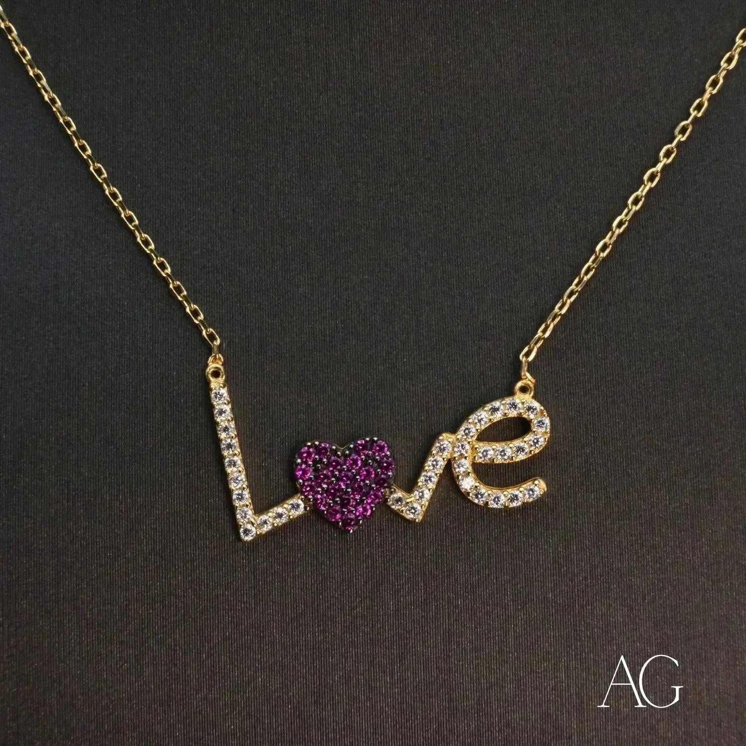 Sparkling Love Necklace for Women - 18k Gold Plated Cubic Zirconia Pendant - Perfect Gift for Anniversary, Valentine's Day & Romantic Occasions