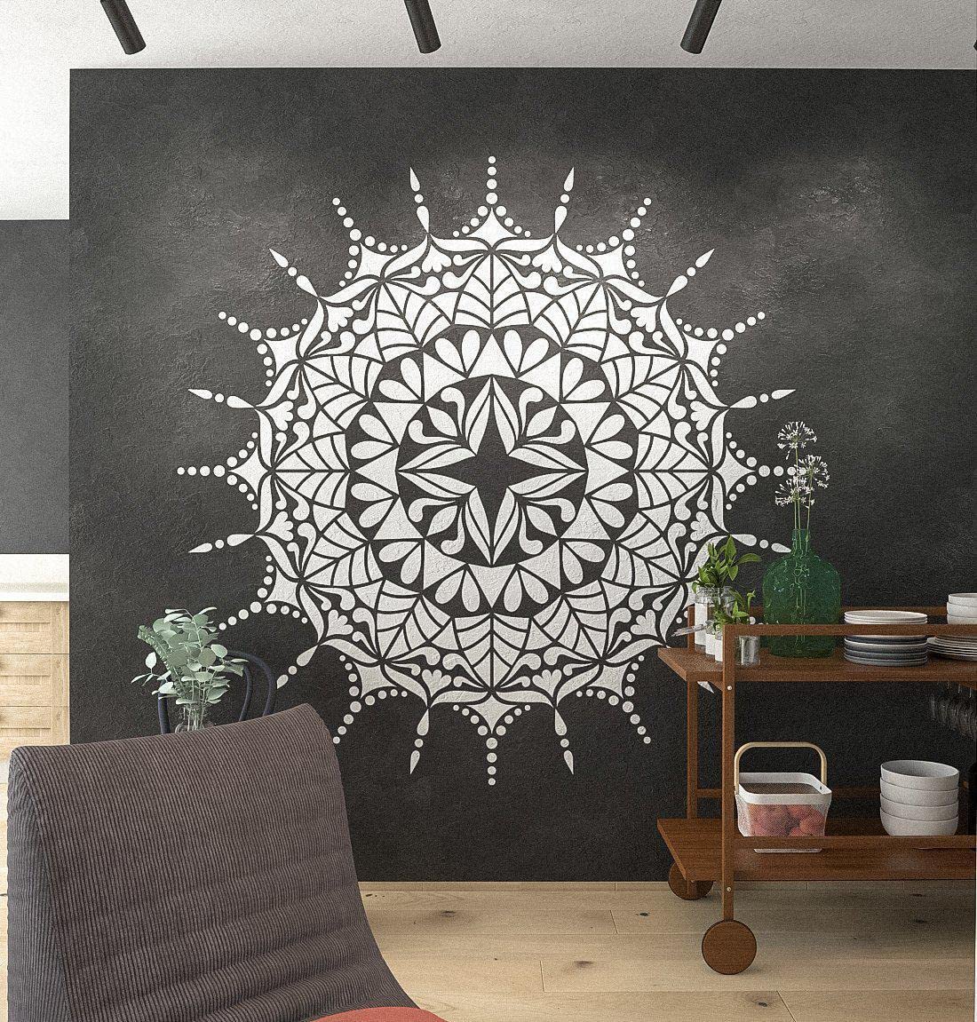 Extra Large Mandala Stencil Comet for Wall & Floor Painting - Reusable DIY Art Templates for Home Decor, Yoga Studios & Meditation Spaces