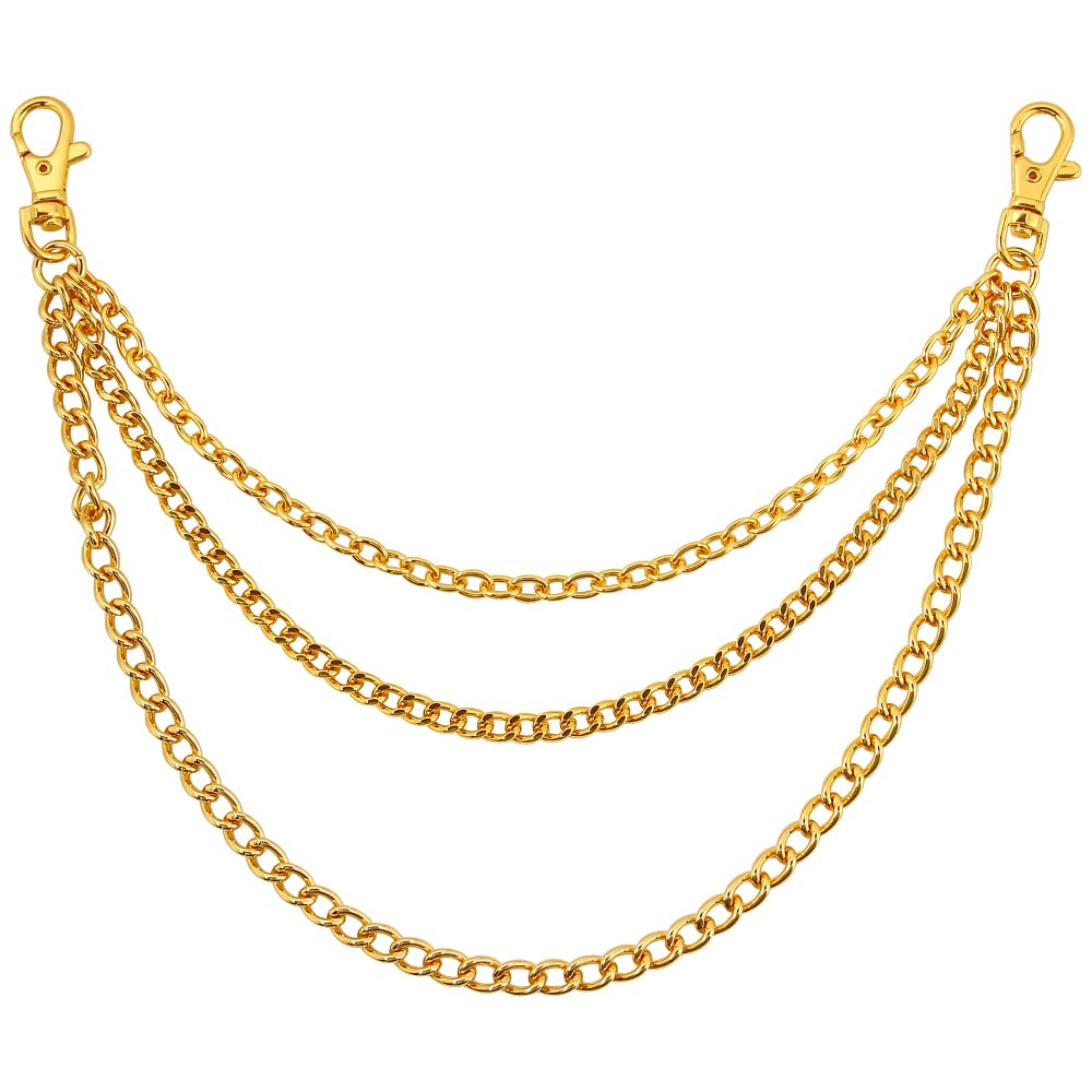 Gold/Silver Customizable Pocket Watch Chain - 14 Inch Twisted Thick & T Bar with Lobster Clasps - Vintage Watch Chain Link Vest Accessory for Men's Formal Wear & Steampunk Outfits