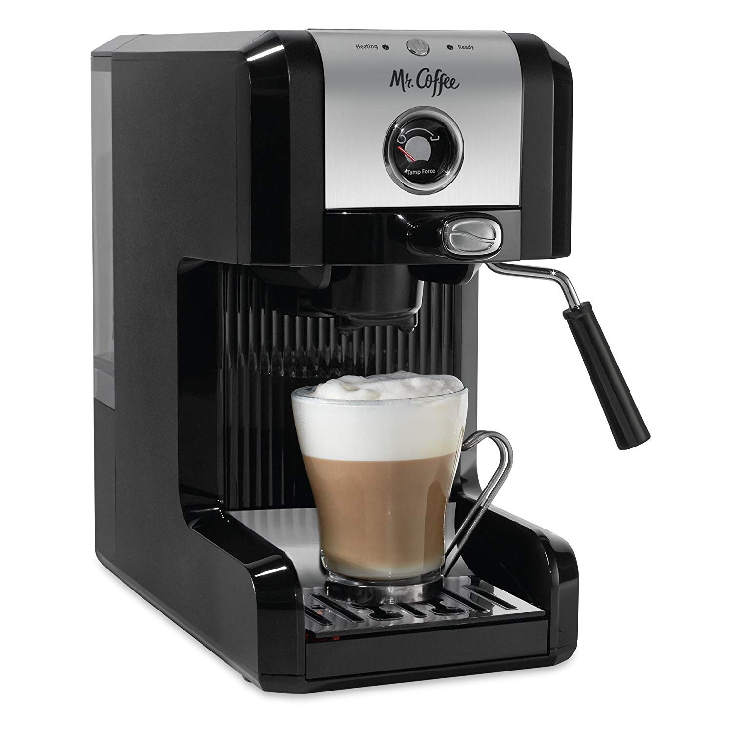 Mr. Coffee Easy Maker Espresso Machine - Authentic Pump, 6-Piece Set in Chrome/Black for Home, Office & Cafe Use | Perfect for Espresso, Latte & Cappuccino Lovers