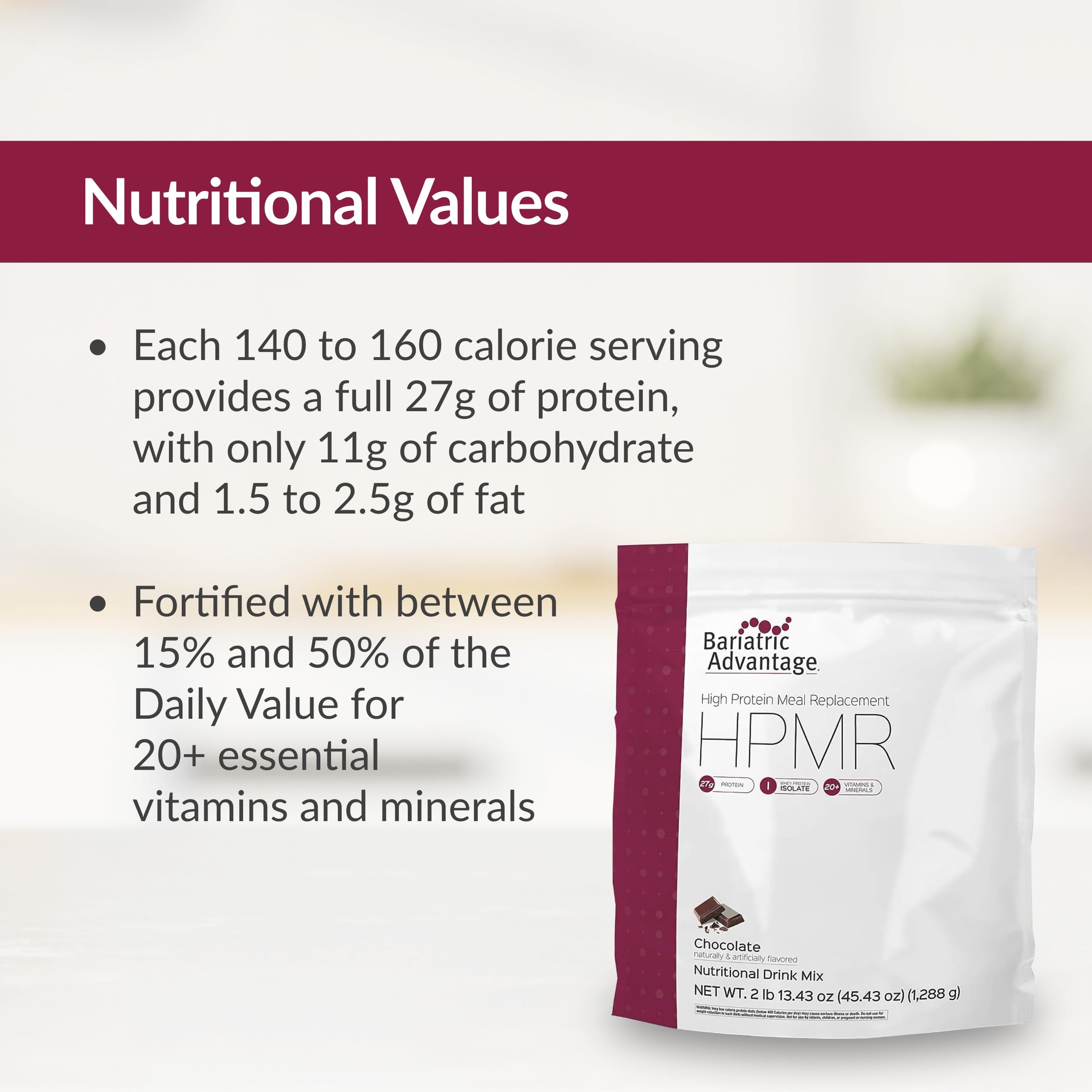 Bariatric Advantage High Protein Meal Replacement Shake - Whey Isolate Protein Powder for Weight Loss Surgery Patients (Gastric Bypass & Sleeve Gastrectomy) - 27g Protein, Lactose Free, Chocolate Flavor - 28 Servings - Post-Surgery Nutrition & Healthy Meal Replacement