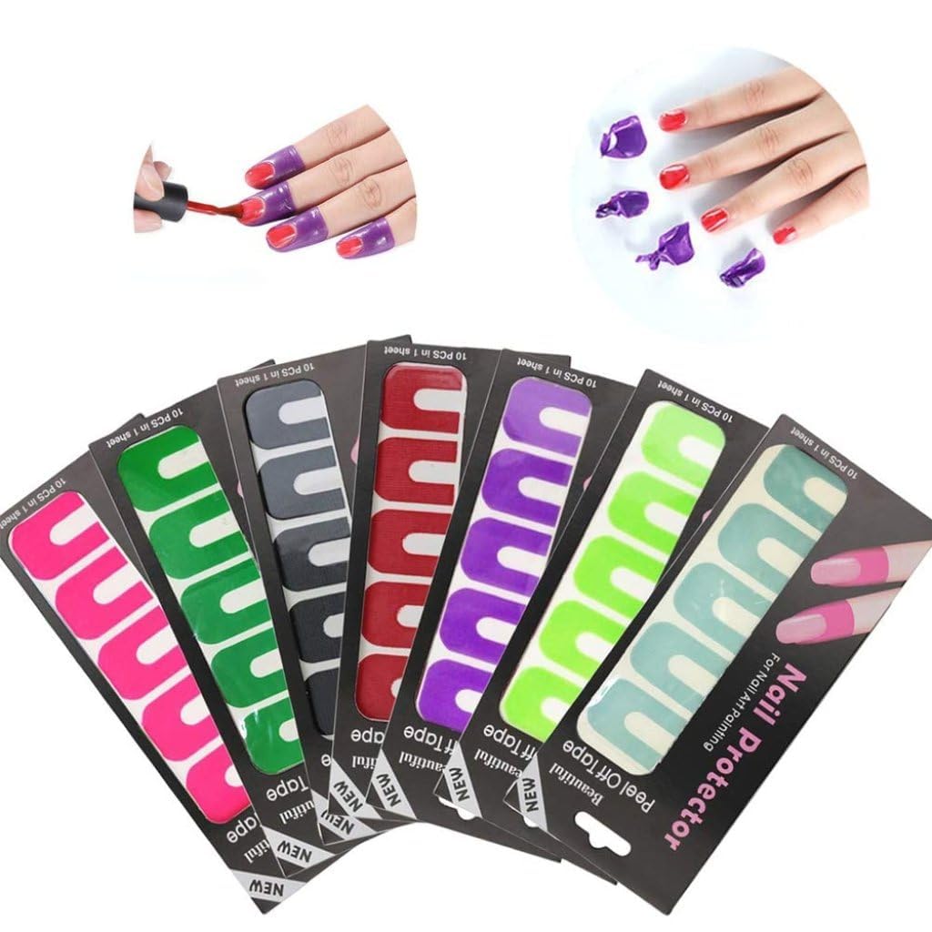 U-Shaped Nail Polish Protector for Fingers - Peel Off Cuticle Guard for Nail Stamping, Painting & Manicure - RAJA DHIRAJ Nail Protector (2 Pack) - Perfect for Salon, Home DIY & Professional Nail Art