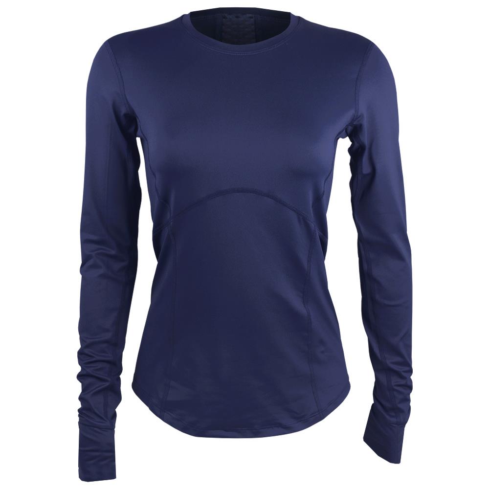 Lija Women's Titan Long Sleeve Top - Breathable Workout Shirt for Yoga, Running & Gym | Marine Blue Athletic Wear