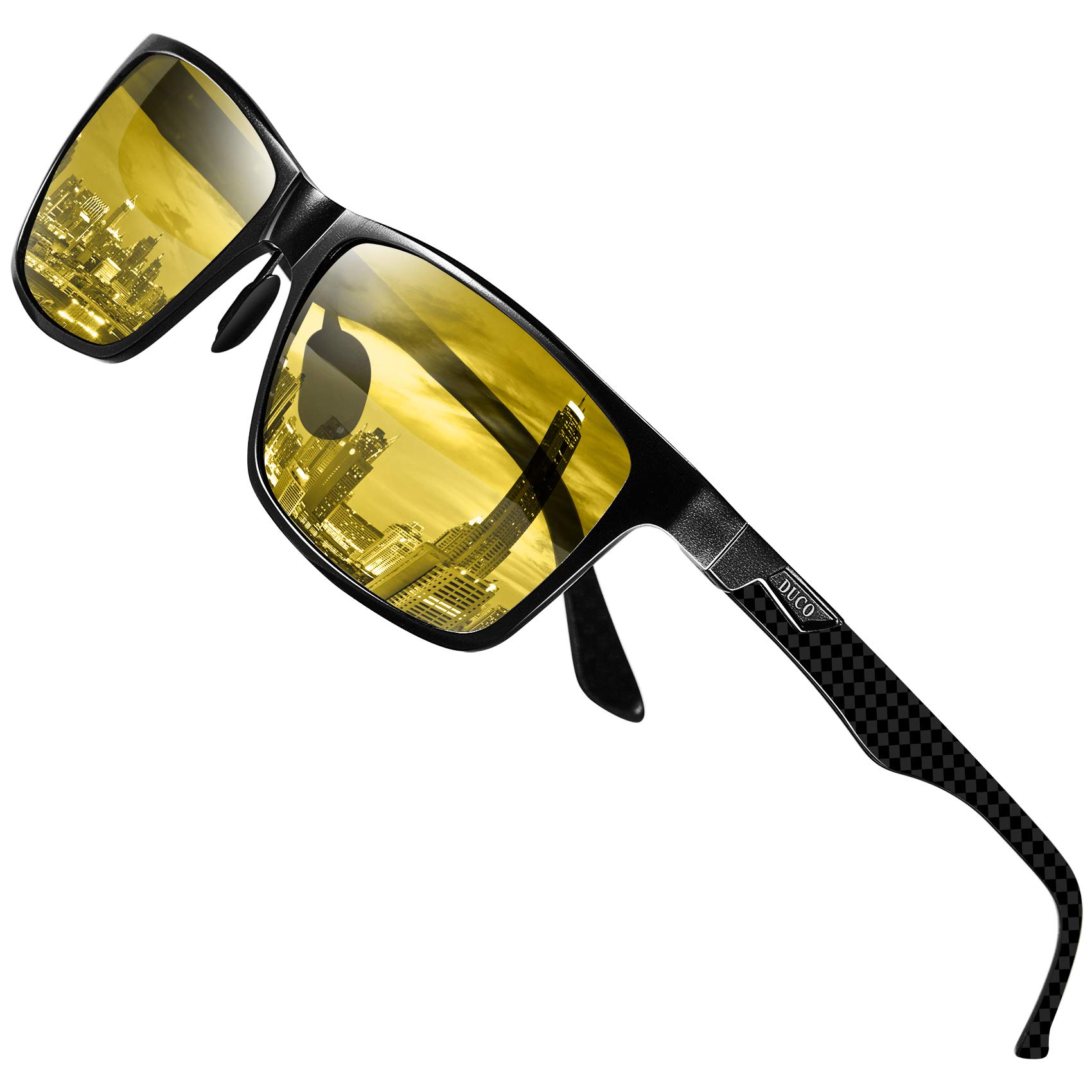 DUCO Night Driving Glasses for Men - Carbon Fiber Frame, Anti-Glare HD Night Vision, Polarized Sunglasses for Safe Night Driving | Perfect for Commuting, Road Trips & Low-Light Conditions