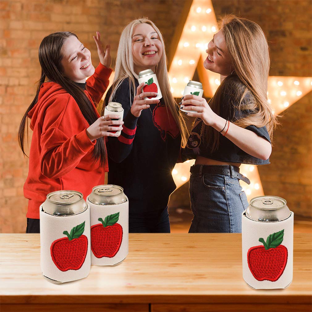 Red Apple Scuba Foam Can Sleeves - Insulated Beer & Drink Coolers for Parties, Camping, BBQs & Outdoor Events (6-Pack)