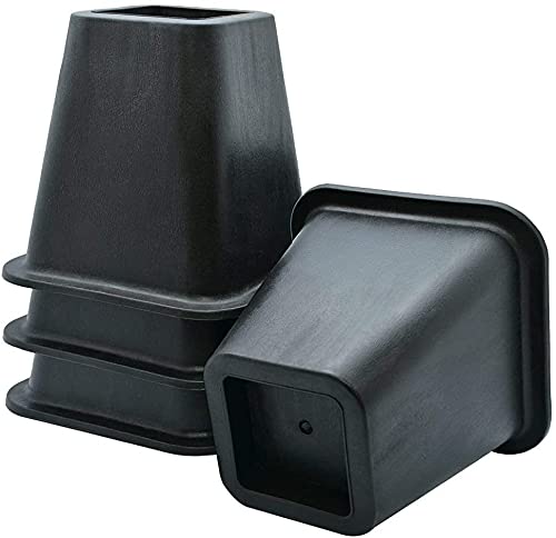 Tcatec 6 Inch Heavy Duty Square Bed Risers - Sturdy Furniture Lifts for Chairs, Couches, Beds & Tables - 4 Pack Black - Perfect for Dorm Rooms, Home Decor & Space Saving Storage
