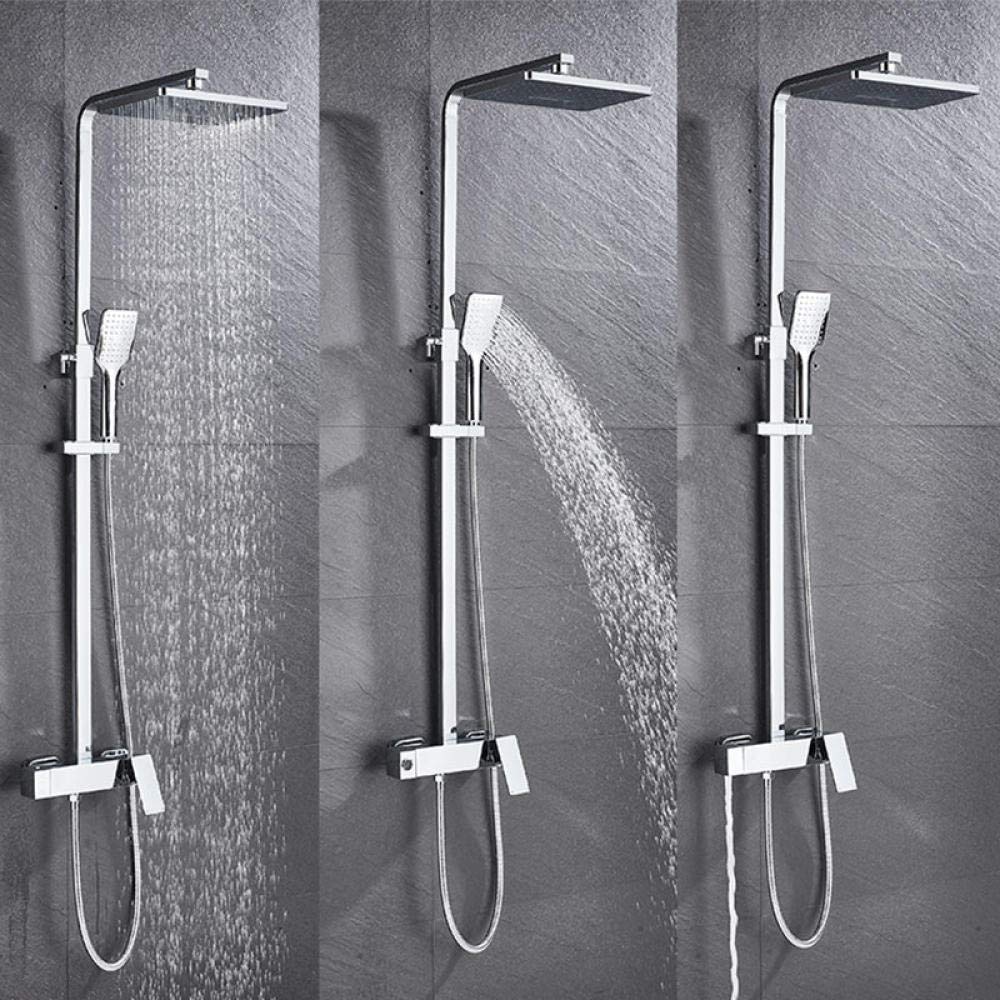 Premium Wall Mounted Shower System Kit - Rainfall Shower Head, Brass Mixer Valve & Hand Shower - Complete Bathroom Faucet Set for Modern Home Spa Experience