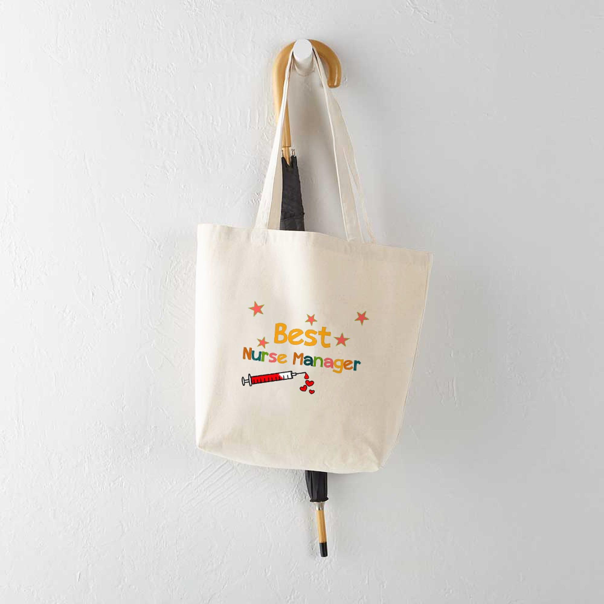 Best Nurse Manager Tote Bag - Natural Canvas Reusable Shopping Bag for Work & Daily Use | Durable & Eco-Friendly Grocery Tote for Nurses, Professionals & Commuters