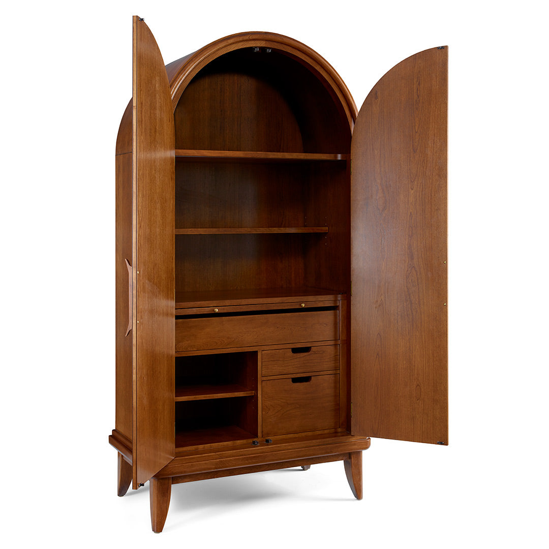 Martine Arced Wardrobe - Modern Closet Organizer with Adjustable Shelves & Hanging Rod for Bedroom, Walk-in Closet & Dorm Room Storage Solutions
