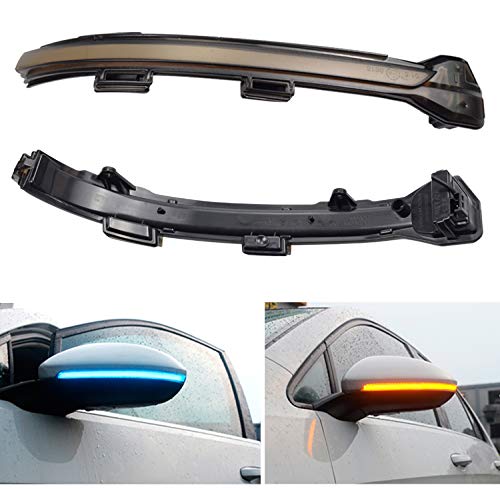 Dynamic LED Side Mirror Sequential Turn Signal Lights - Smoked Lens for VW Golf 7 MK7 GTI 7 R 7.5 Golf Sportsvan (Blue+Yellow) | Enhanced Safety & Style for Night Driving & Custom Car Mods