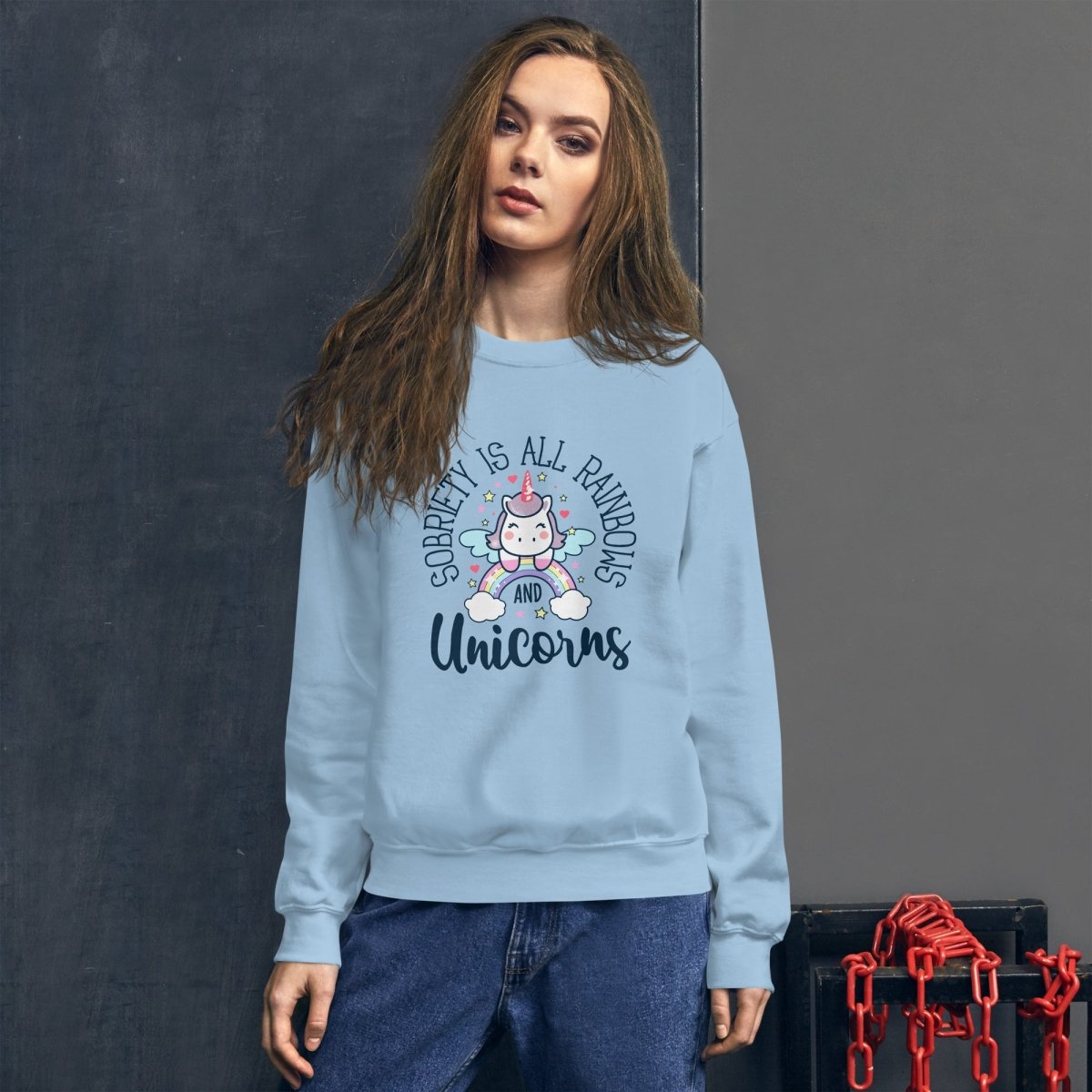 Sobriety Is All Rainbows and Unicorns Sweatshirt - Inspirational Recovery Apparel for Women & Men - Perfect for AA Meetings, Sober Celebrations & Everyday Wear