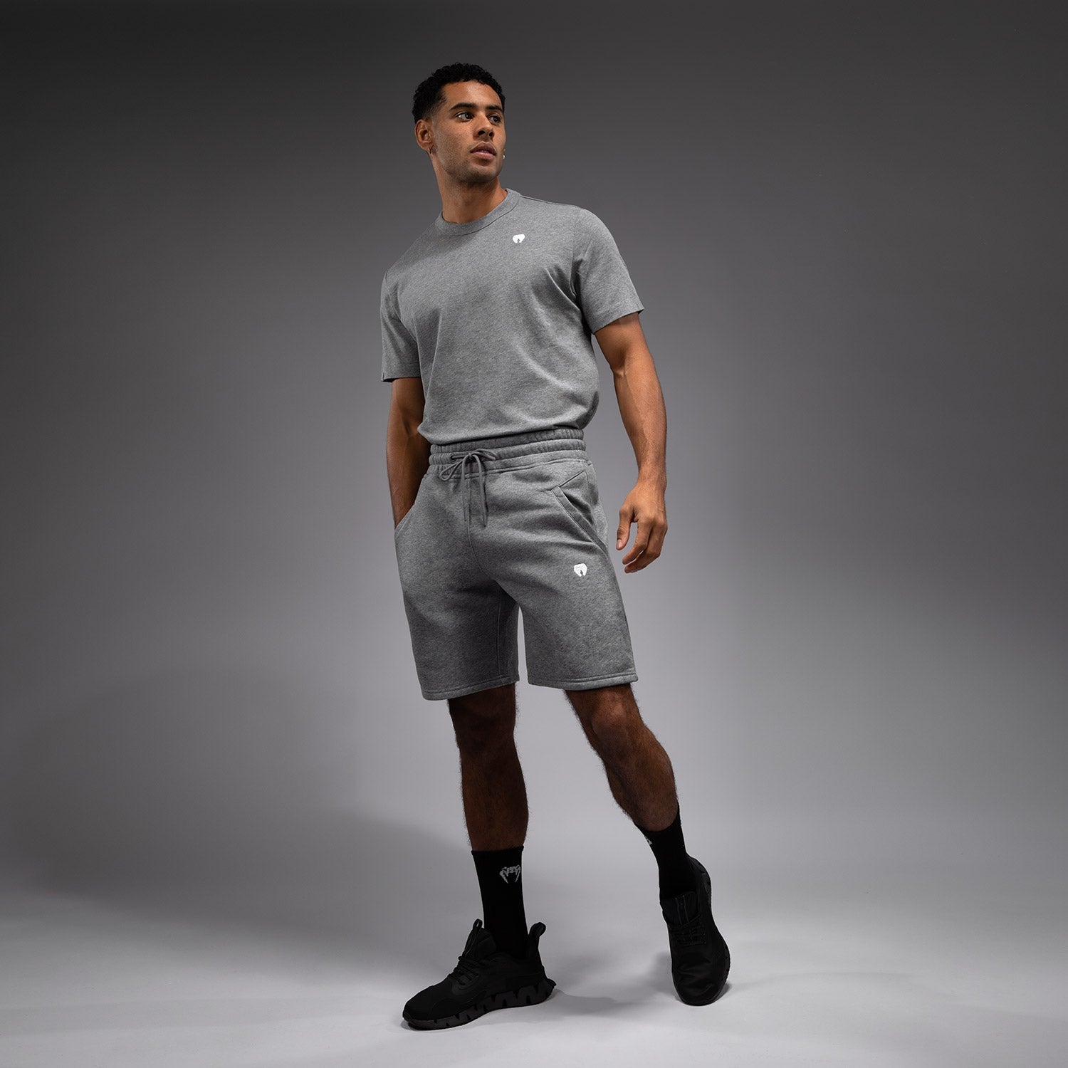 Venum Silent Power Cotton Shorts for Men - Breathable & Comfortable Training Shorts in Cloudy Grey - Perfect for MMA, Boxing & Gym Workouts
