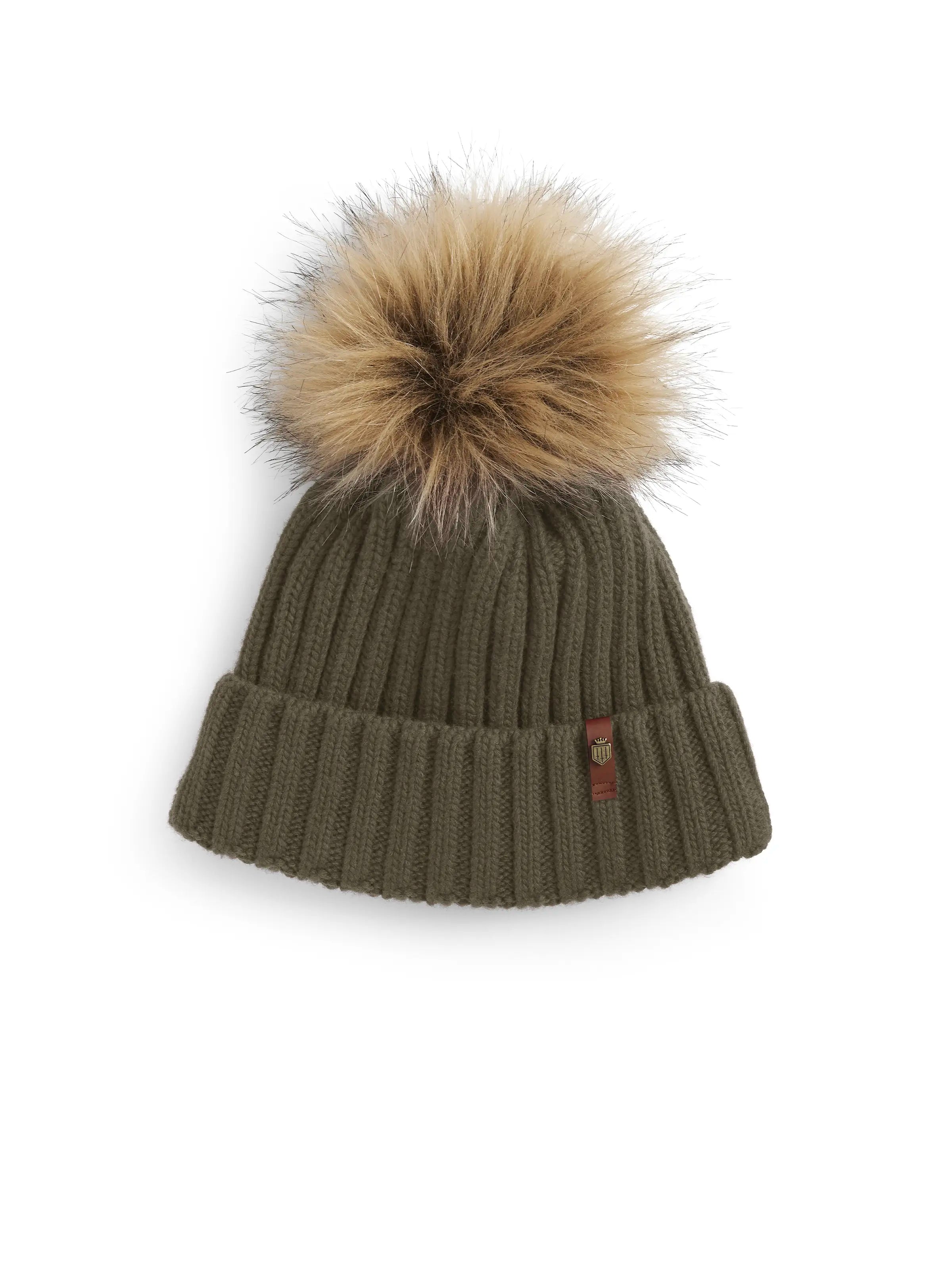 Signature Knitted Bobble Hat for Women - Soft Moss Green Winter Beanie - Cozy Outdoor & Indoor Wear for Cold Weather
