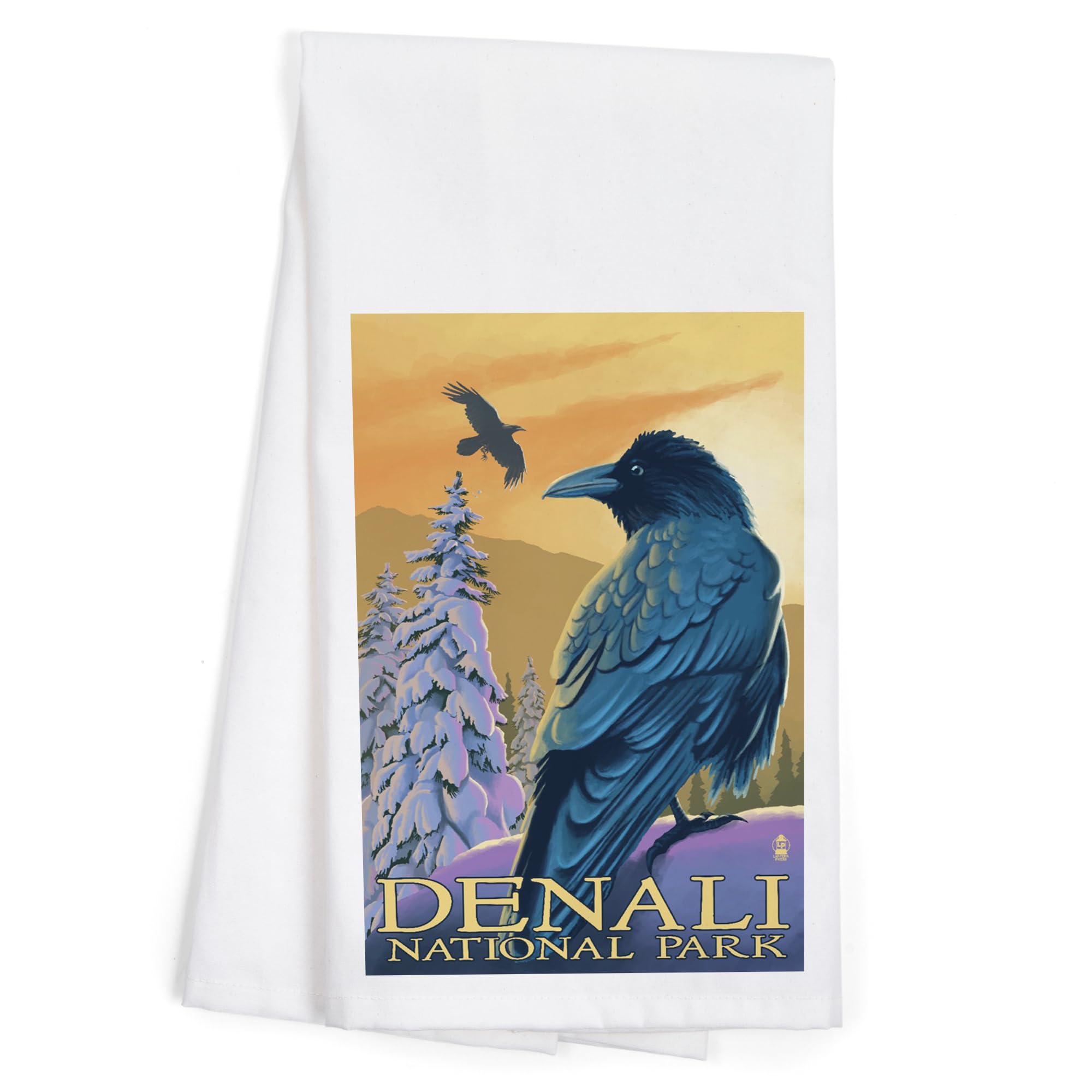 Lantern Press Denali National Park Ravens 100% Cotton Tea Towel - Decorative Hand Towel for Kitchen & Home Decor - Perfect for Dish Drying, Gift Giving & Cabin Decorations