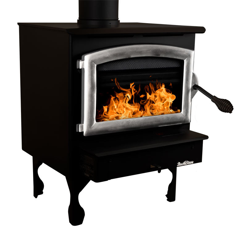 Buck Stove Model 21NC High-Efficiency Wood Burning Stove with Pewter Door & Leg Kit - Perfect for Home Heating, Cabin Warmth & Outdoor Living Spaces