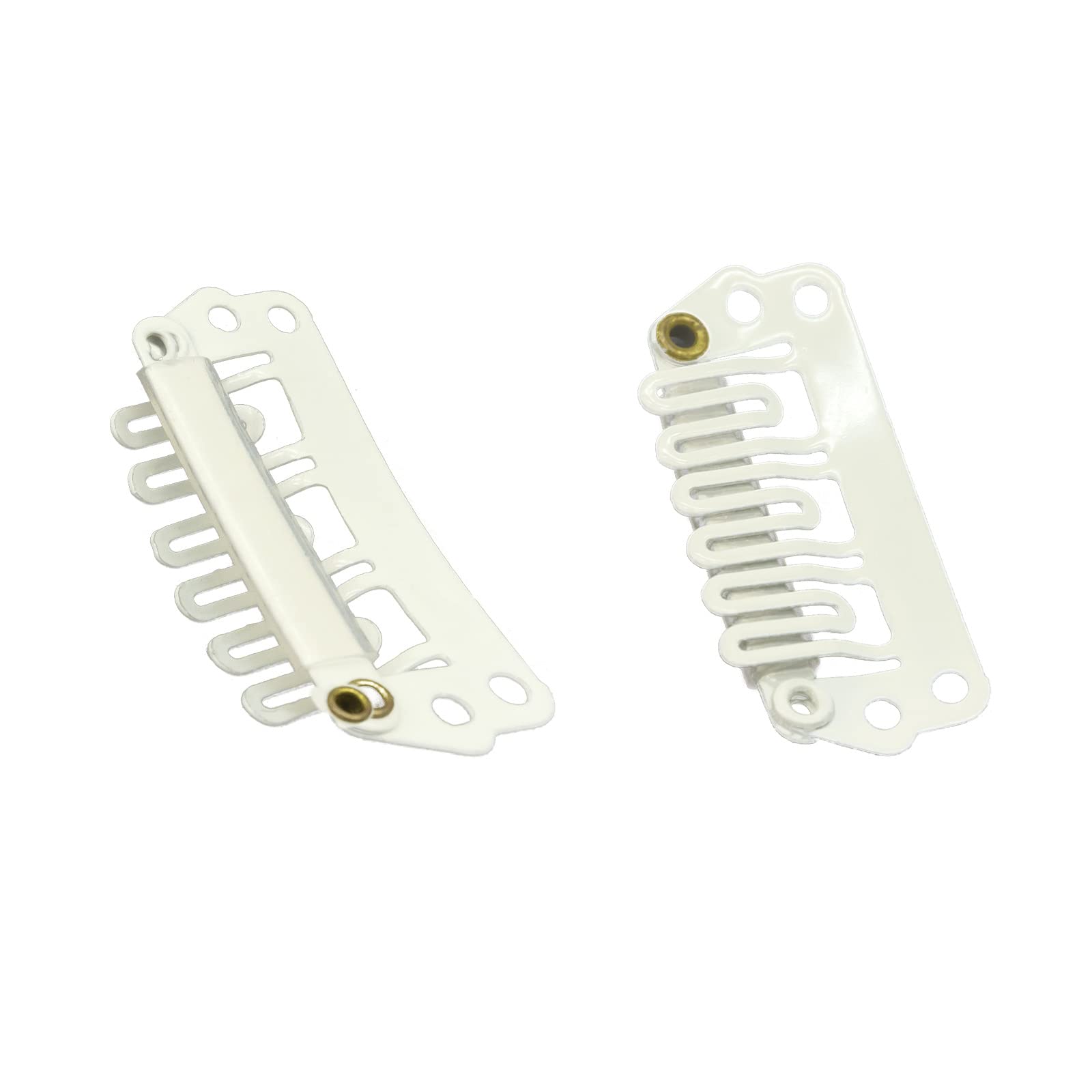 GOO GOO 2-Pack Blonde Stainless Steel 28mm 6-Tooth U-Shape Snap Clips for Hair Extensions - Soft Rubber Pads for Secure Hold | Perfect for Adding Volume, Styling Ponytails & Securing Weaves