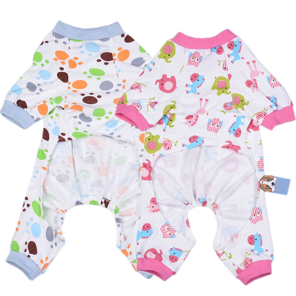 Amakunft 2-Pack Soft Cotton Dog & Cat Onesie Pajamas - Cozy Pet Rompers & Jumpsuits for Small Dogs and Cats - Perfect for Indoor Lounging, Sleepwear, and Photo Shoots