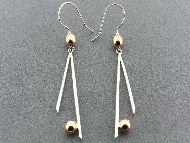 2 x 6mm Copper Ball & Silver Drop Earrings for Women - Elegant Dangle Jewelry for Party, Wedding & Everyday Wear