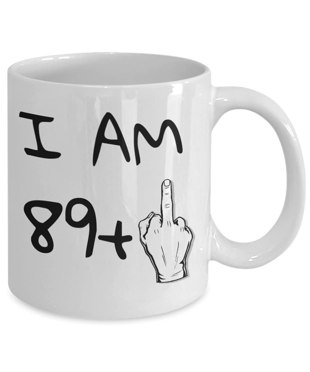 Zapbest 90th Birthday Coffee Mug - 11oz White Porcelain Cup with 'I Am 89+1' Funny Quote for Grandma & Grandpa | Perfect Gift for 90th Birthday Celebrations, Retirement Parties & Anniversary Gifts